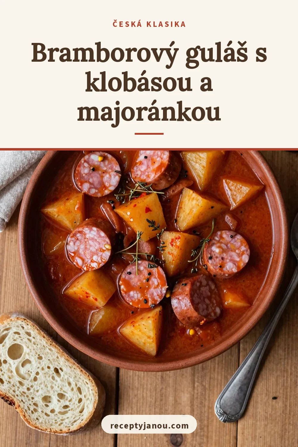 Bramborový guláš s klobásou a majoránkou