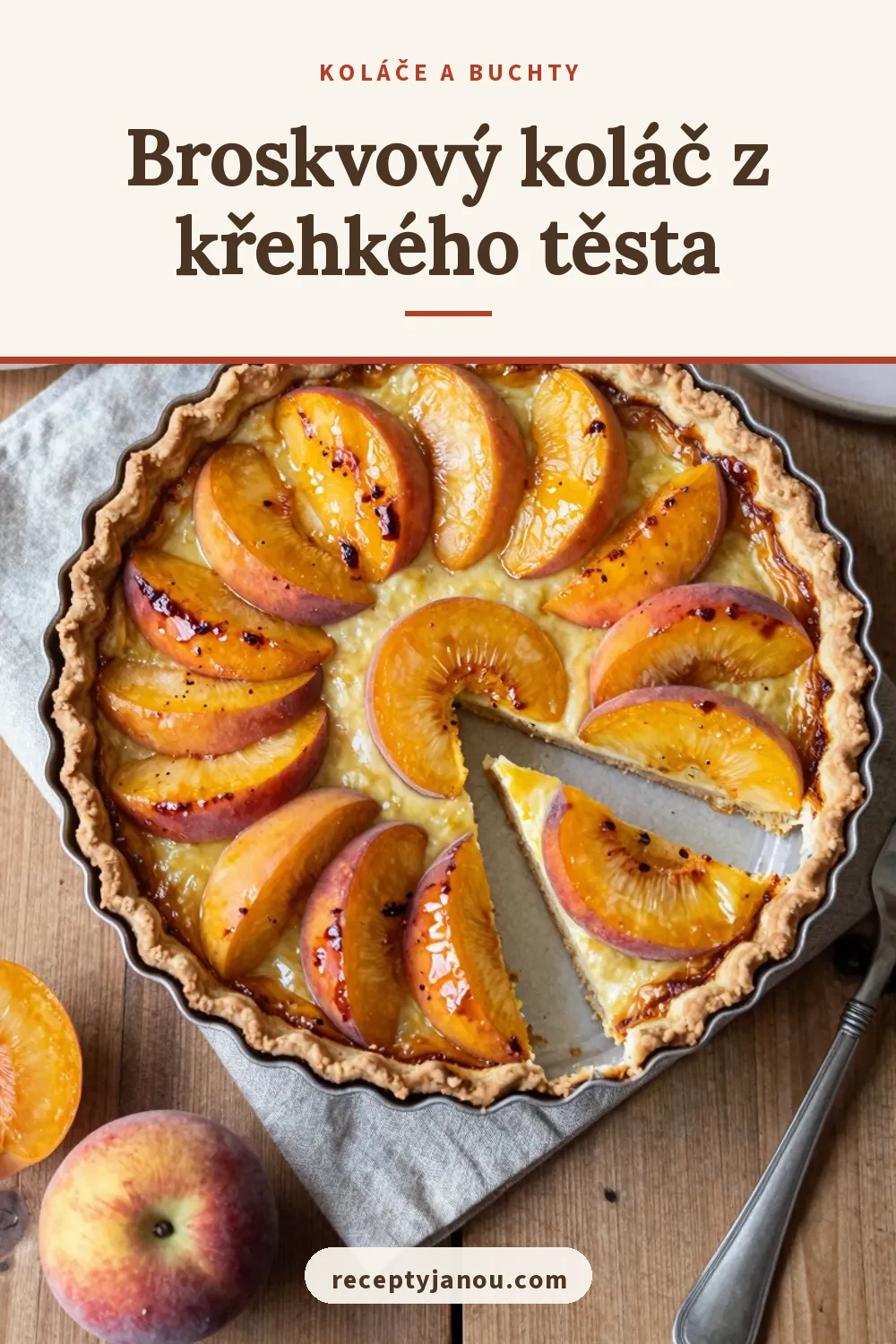 Broskvový koláč z křehkého těsta