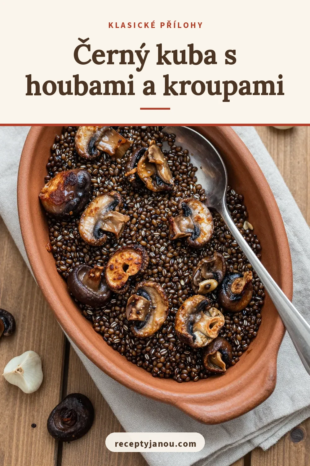 Černý kuba s houbami a kroupami