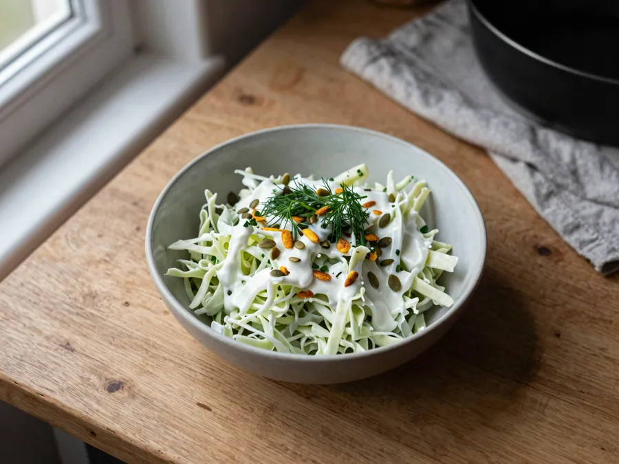 Salát dozdobený semínky a koprem