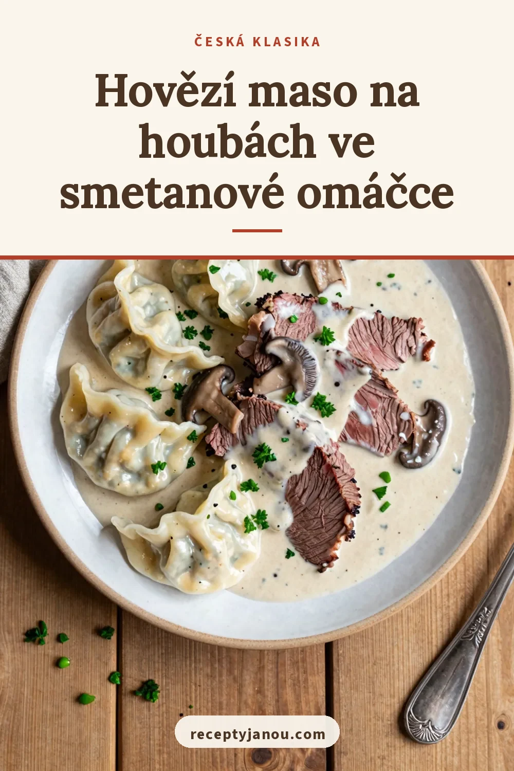Hovězí maso na houbách ve smetanové omáčce