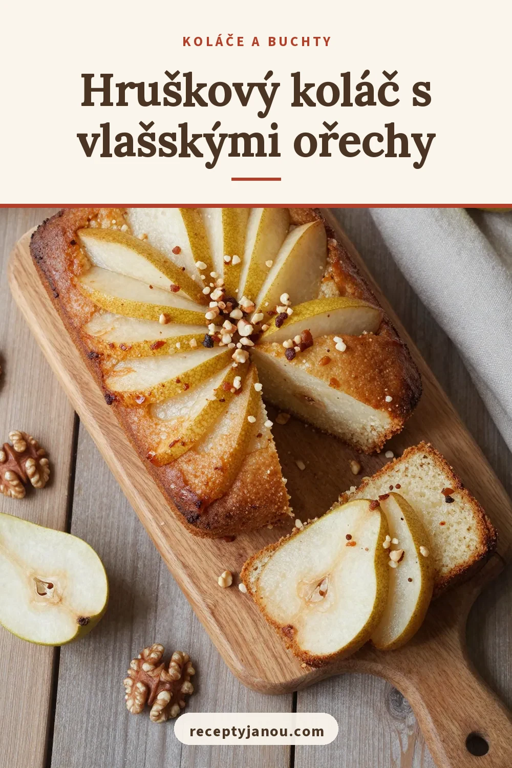 Hruškový koláč s vlašskými ořechy