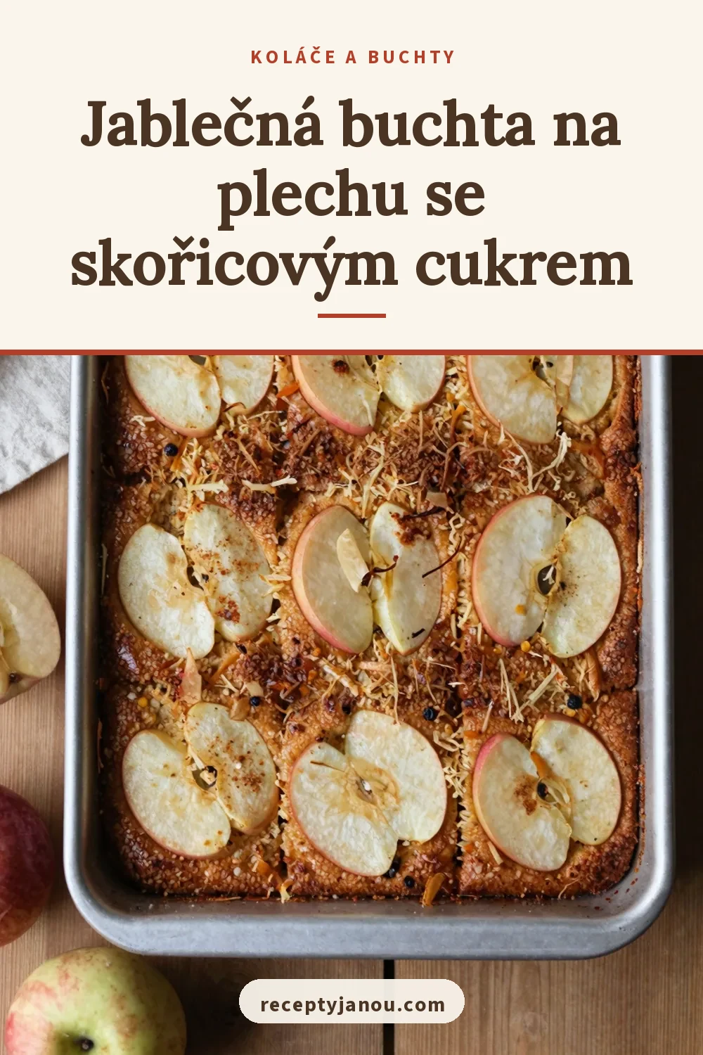 Jablečná buchta na plechu se skořicovým cukrem