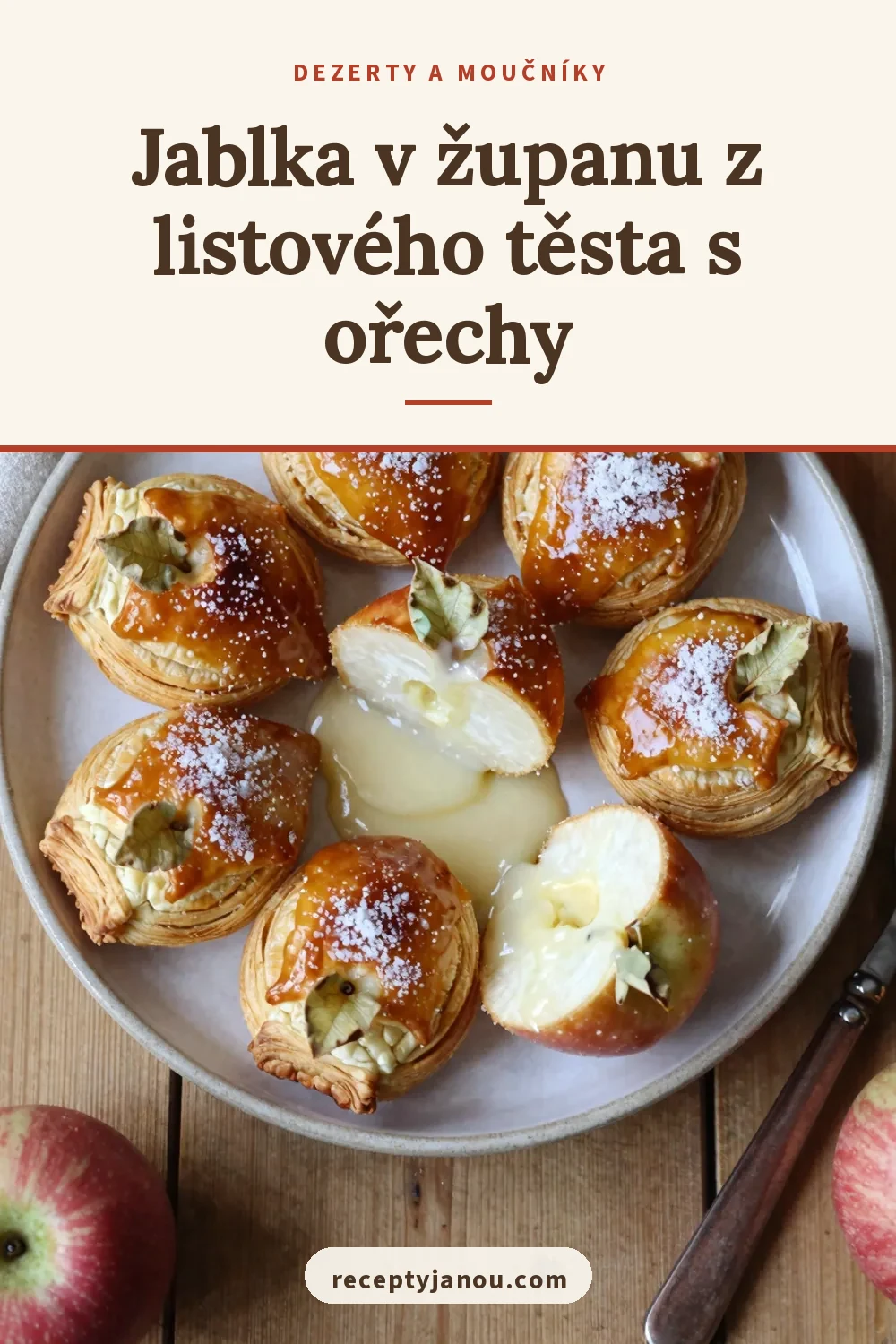 Jablka v županu z listového těsta s ořechy