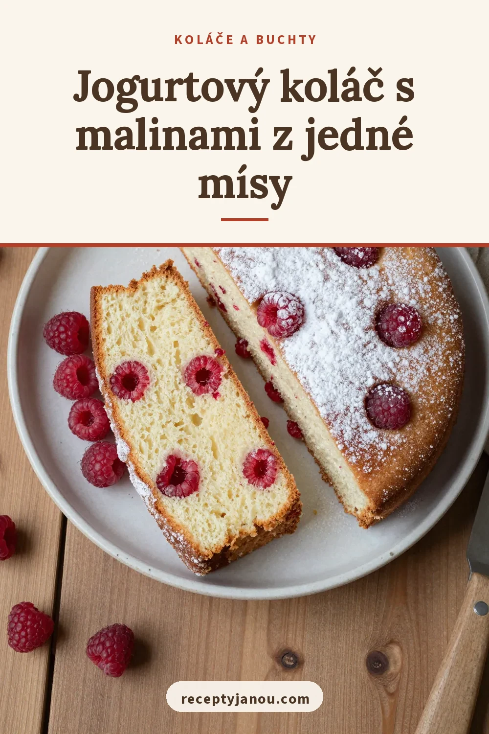 Jogurtový koláč s malinami z jedné mísy