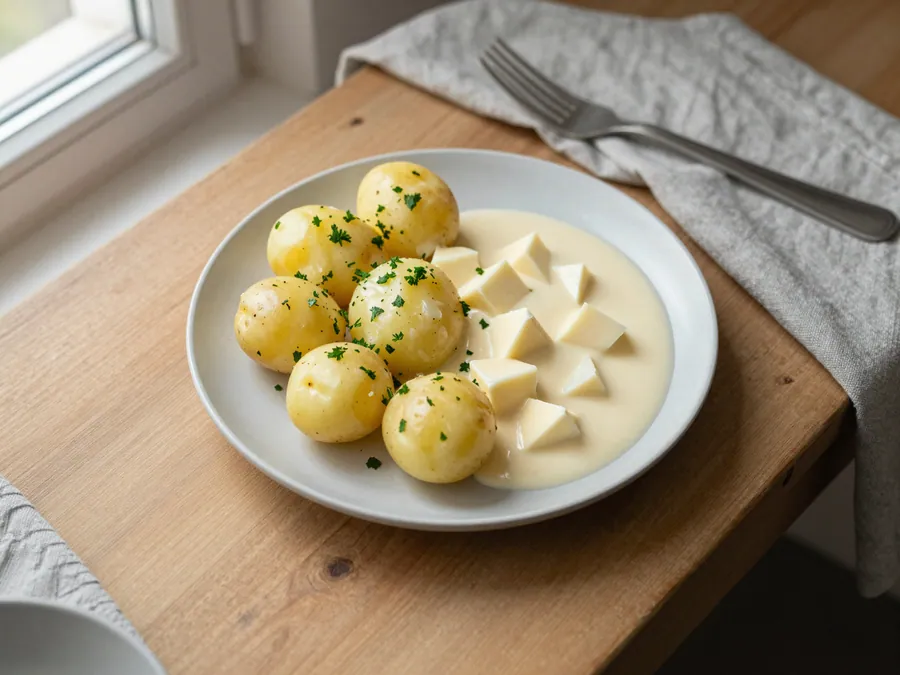 Kedlubny s bramborem na talíři
