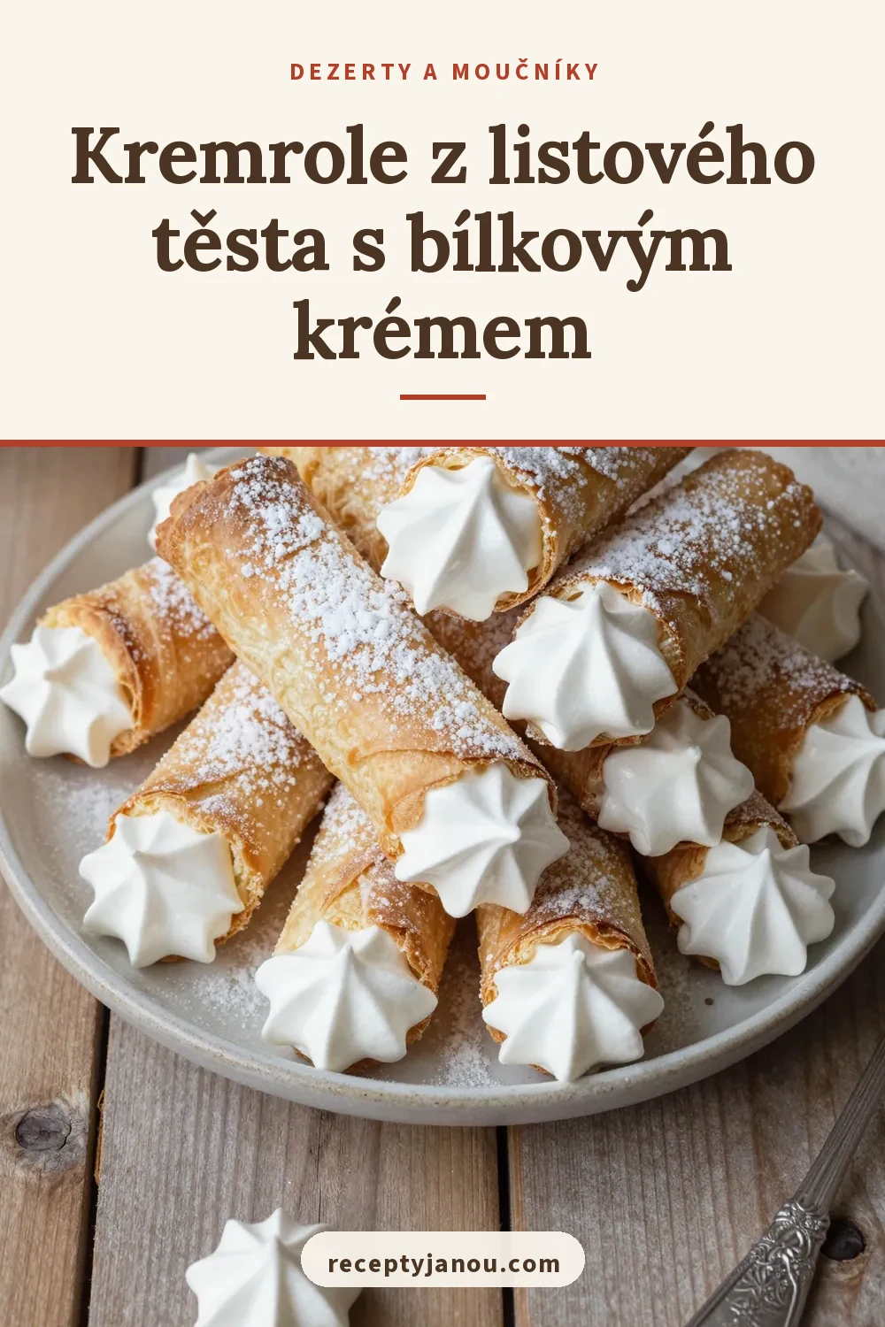 Kremrole z listového těsta s bílkovým krémem