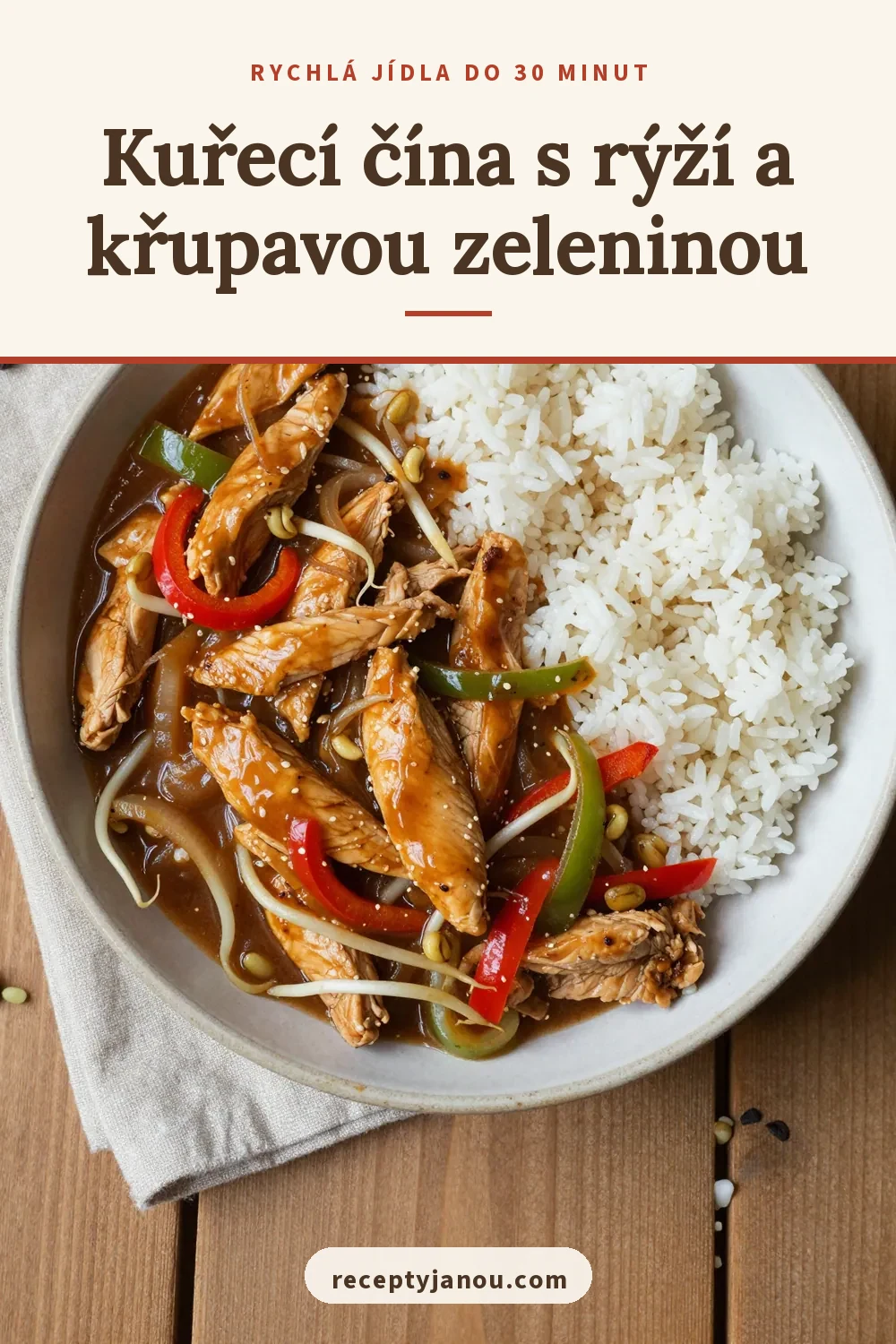 Kuřecí čína s rýží a křupavou zeleninou