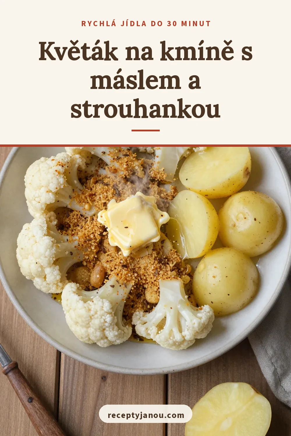Květák na kmíně s máslem a strouhankou