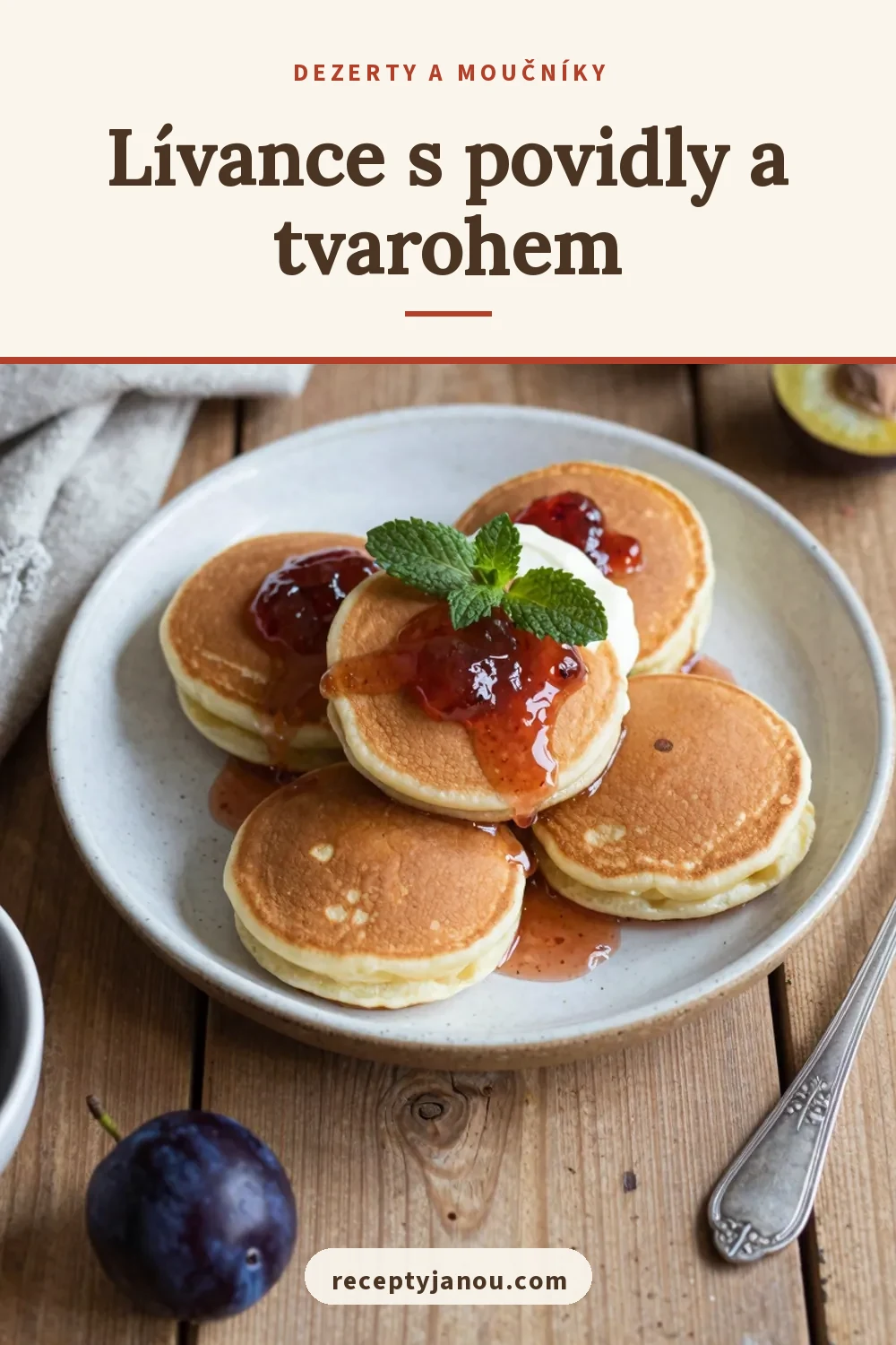 Lívance s povidly a tvarohem