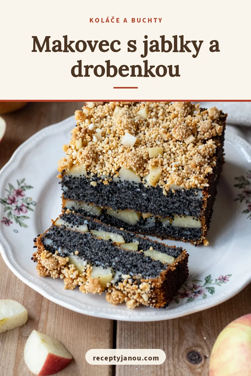 Makovec s jablky a drobenkou