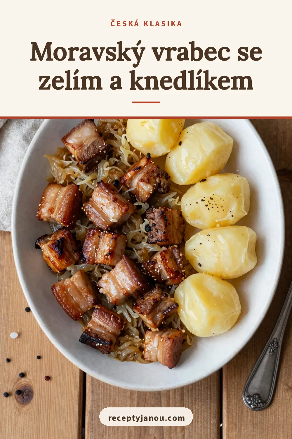 Moravský vrabec se zelím a knedlíkem
