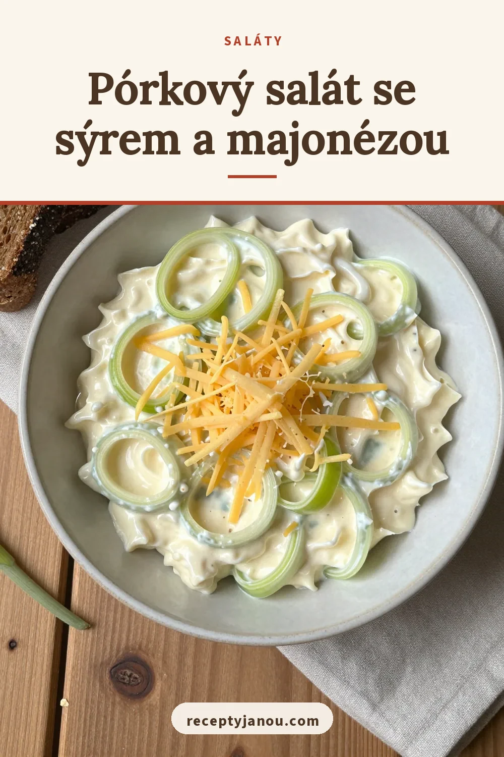 Pórkový salát se sýrem a majonézou