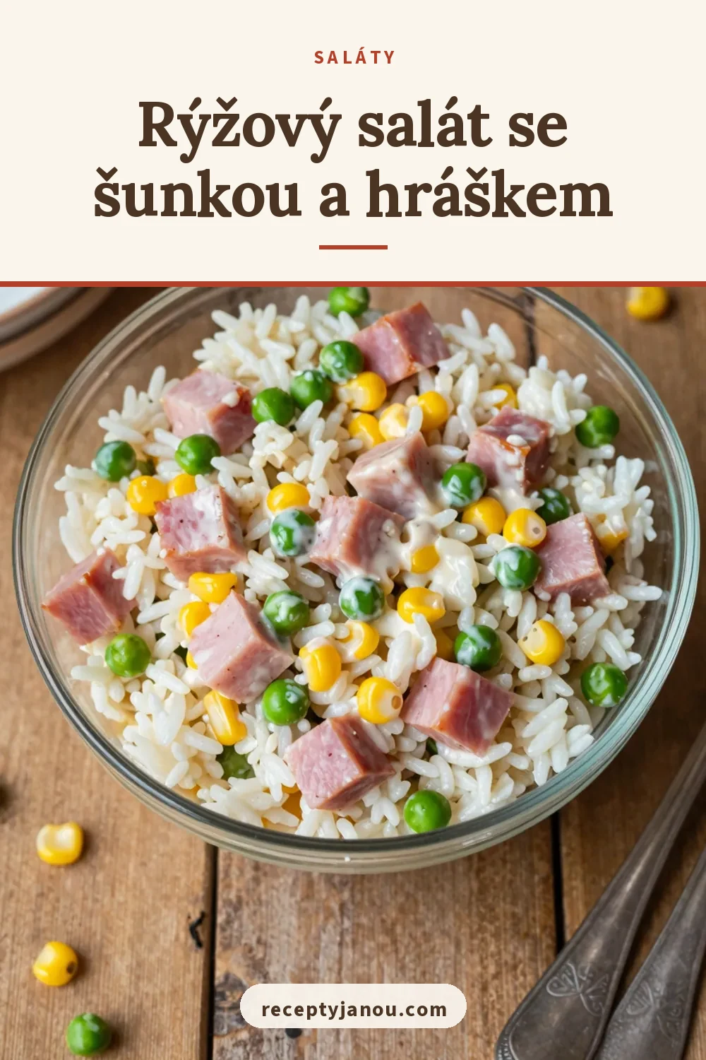 Rýžový salát se šunkou a hráškem