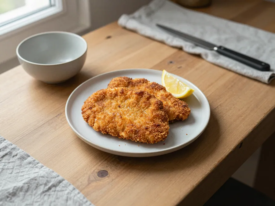 Hotové řízky s klínkem citronu