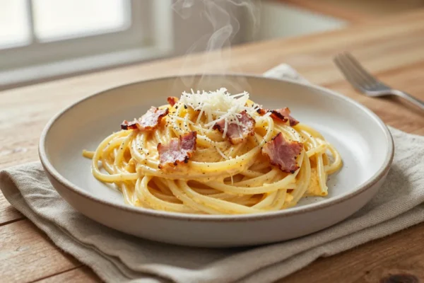 Špagety carbonara se smetanou a slaninou