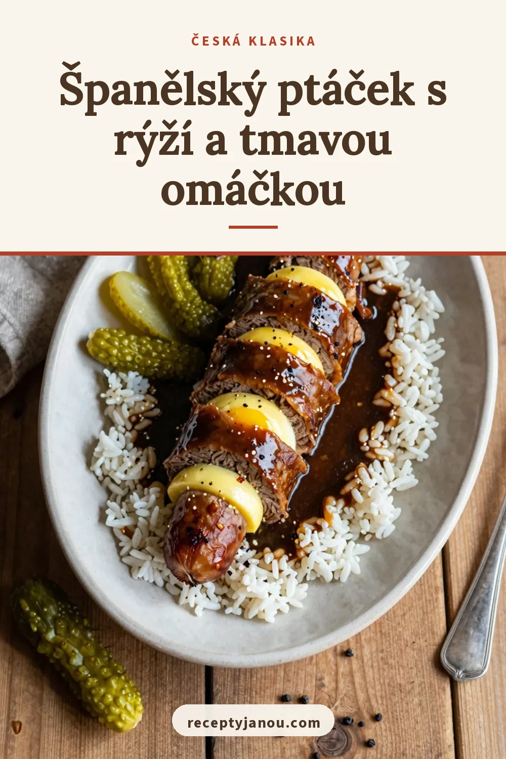 Španělský ptáček s rýží a tmavou omáčkou