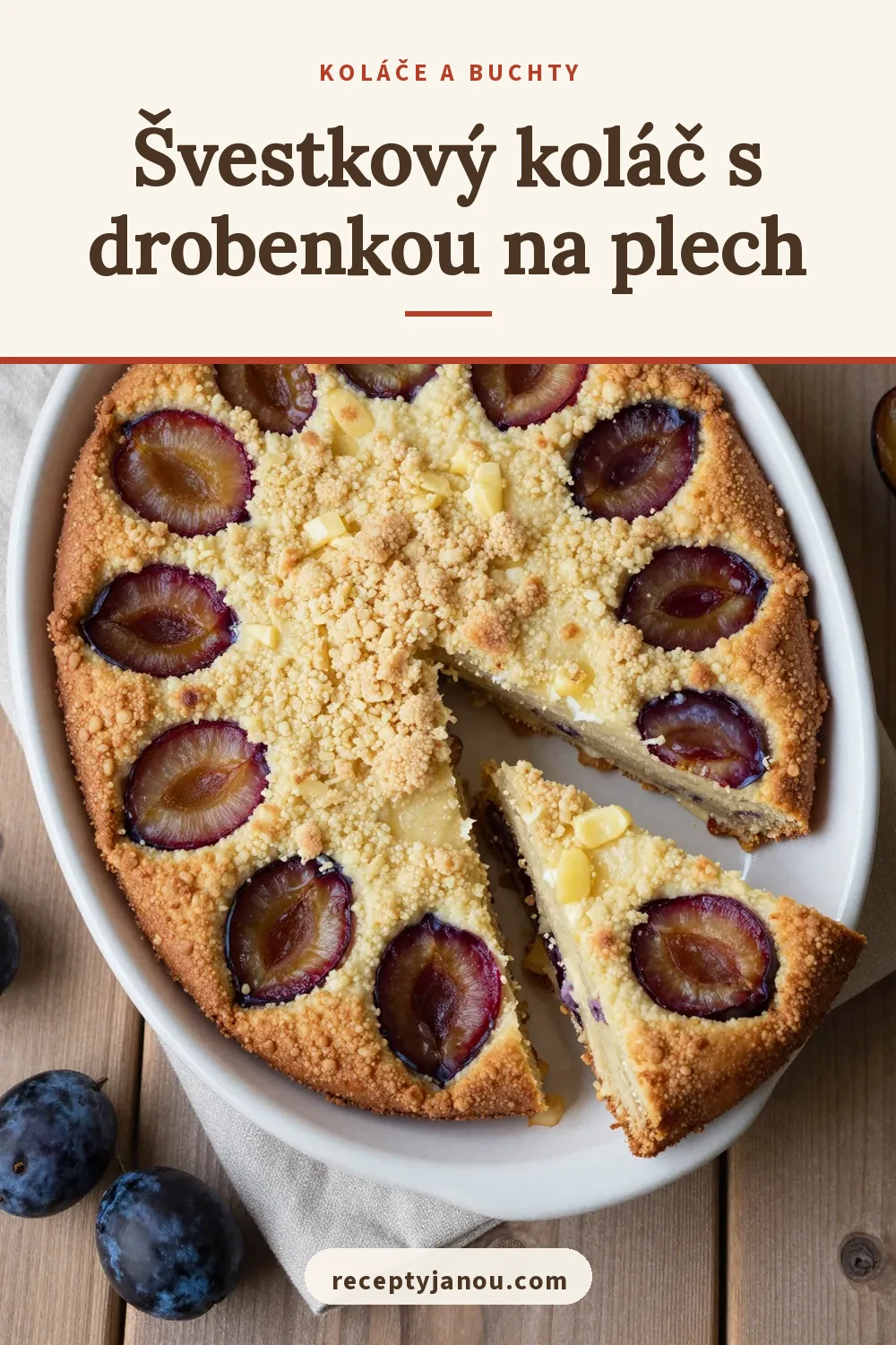 Švestkový koláč s drobenkou na plech