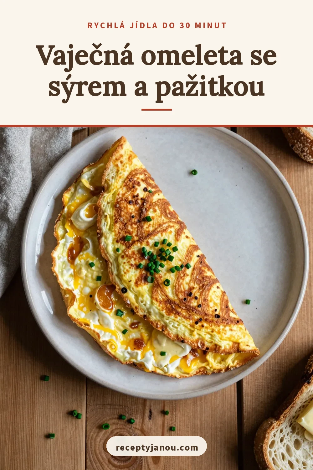 Vaječná omeleta se sýrem a pažitkou