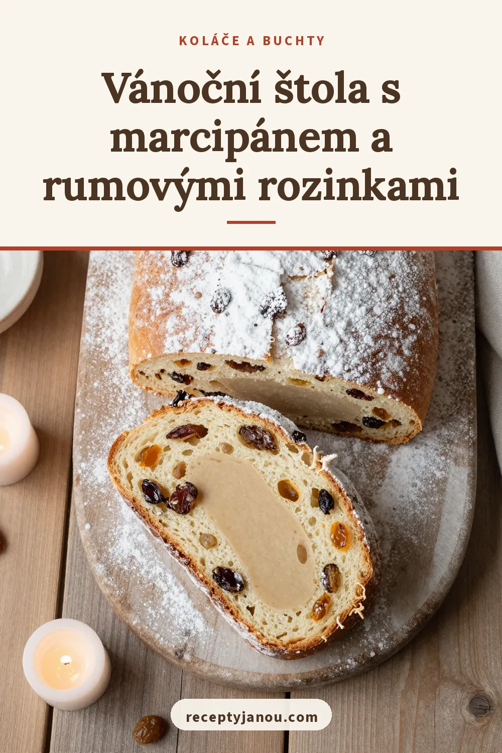 Vánoční štola s marcipánem a rumovými rozinkami