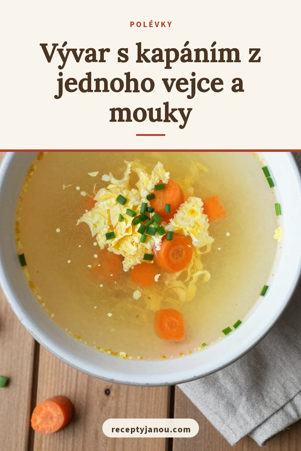 Vývar s kapáním z jednoho vejce a mouky